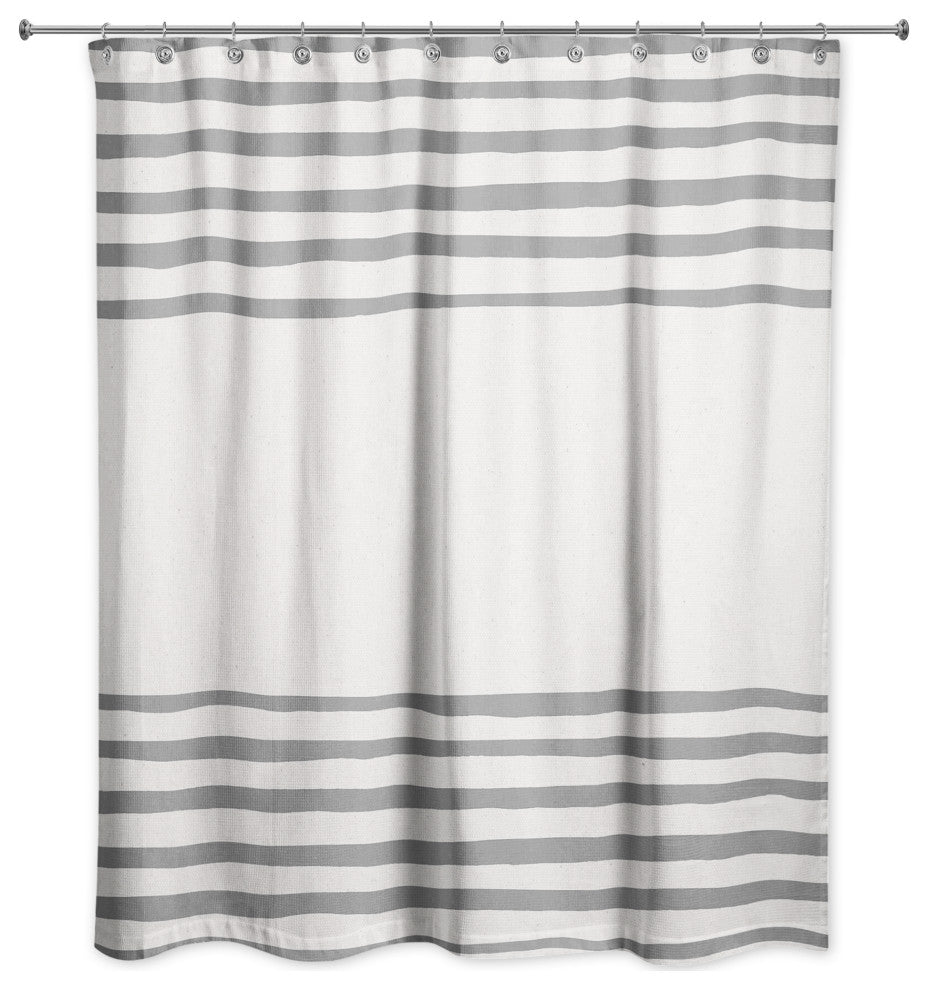 Gray Linen Stripes 71x74 Shower Curtain