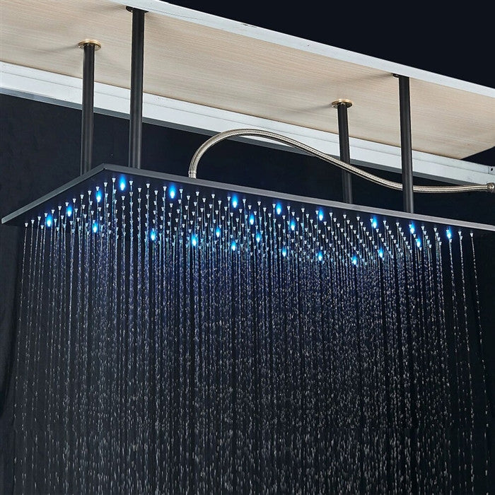 Fontana LED Digital 20*40" Rainfall Shower System, Handheld Shower, Matte Black