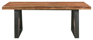 Damian 7-piece Live Edge Solid Wood Dining Set, Brown