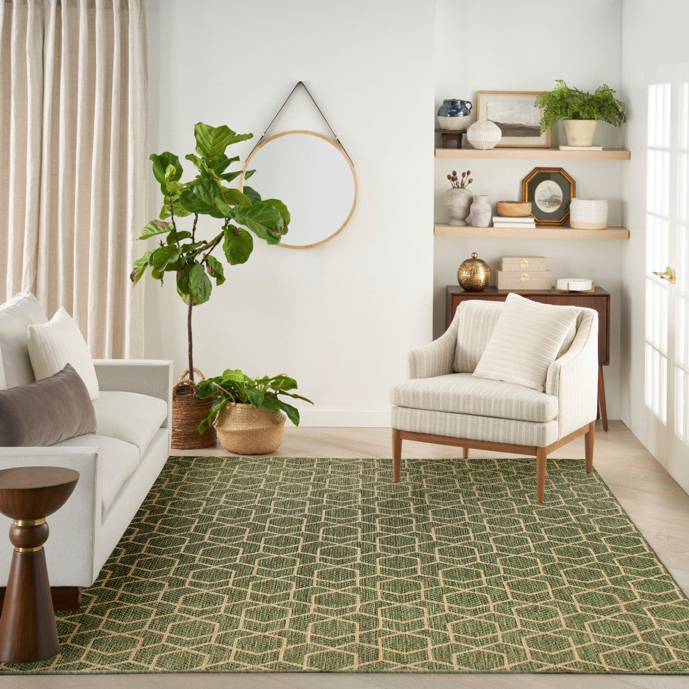 Nourison Horizon Indoor/Outdoor 8' x 10' Green Modern Rug