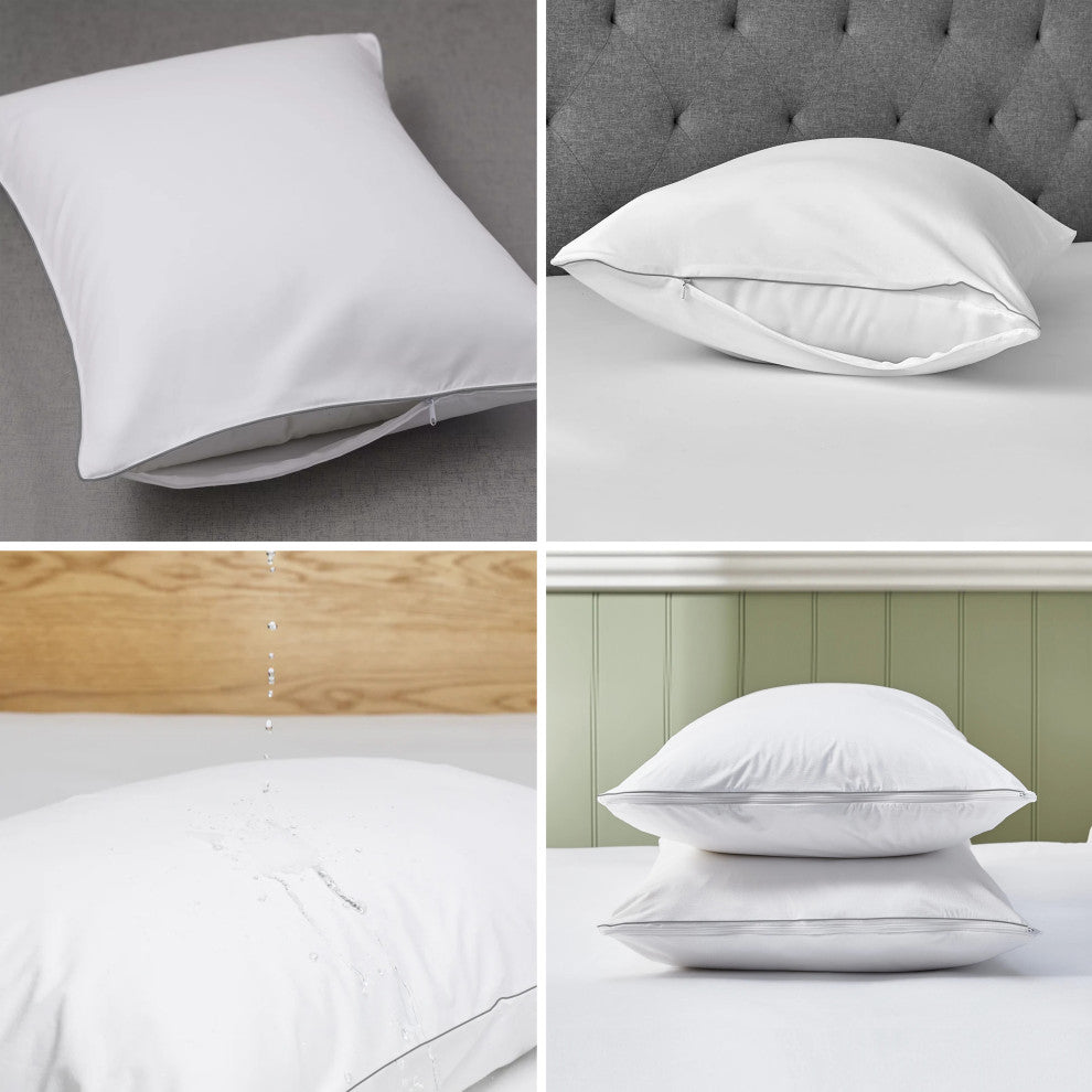 Delara Pillow Protector Set of 2, 300TC, Long Staple Organic Cotton, Standard, 21"x26"