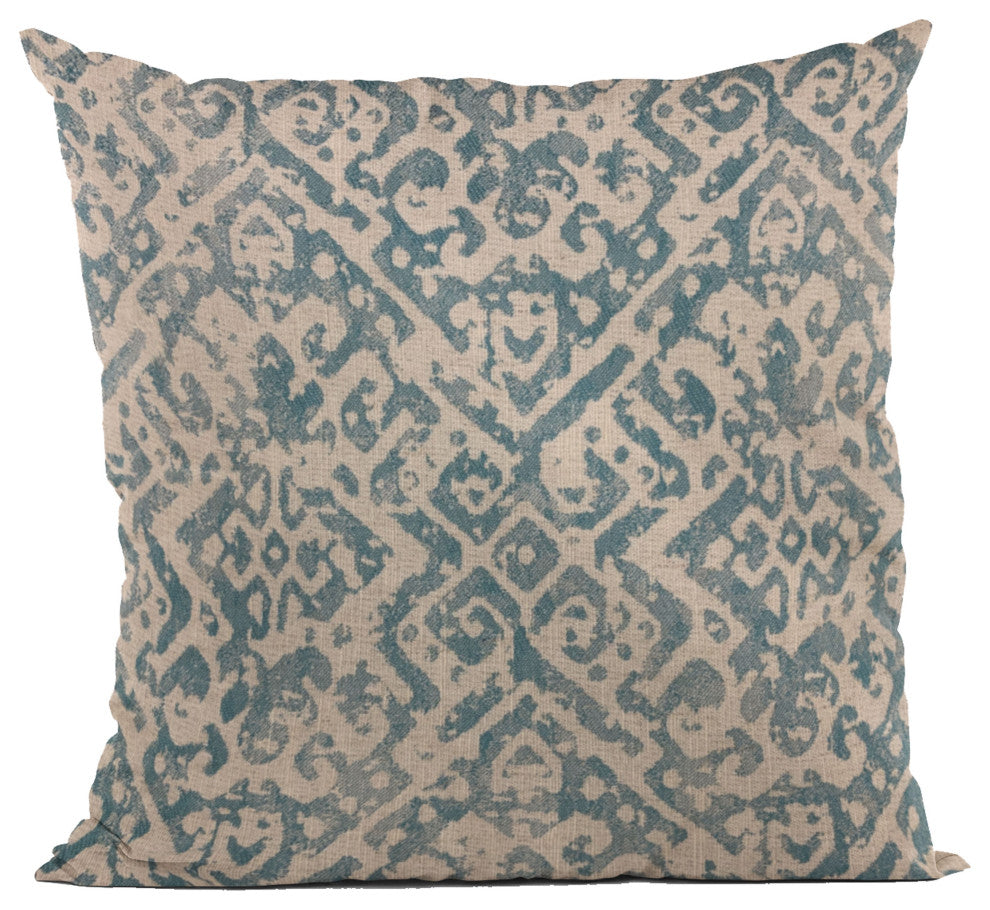 Plutus Blue Artistic Plaid Luxury Throw Pillow, 24"x24"