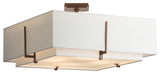 Exos Square Large Double Shade Semi-Flush, Natural Anna/Natural Anna, Bronze