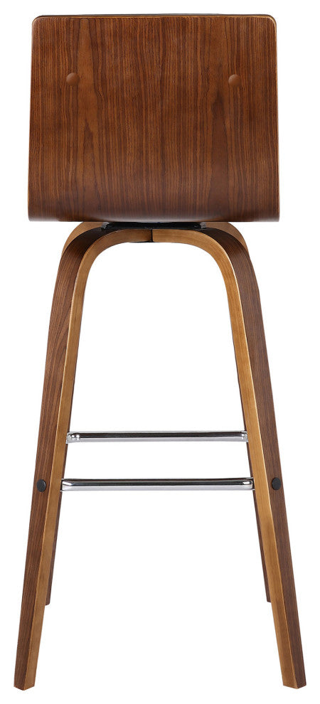 26" Brown Solid Wood Swivel Low Back Counter Height Bar Chair