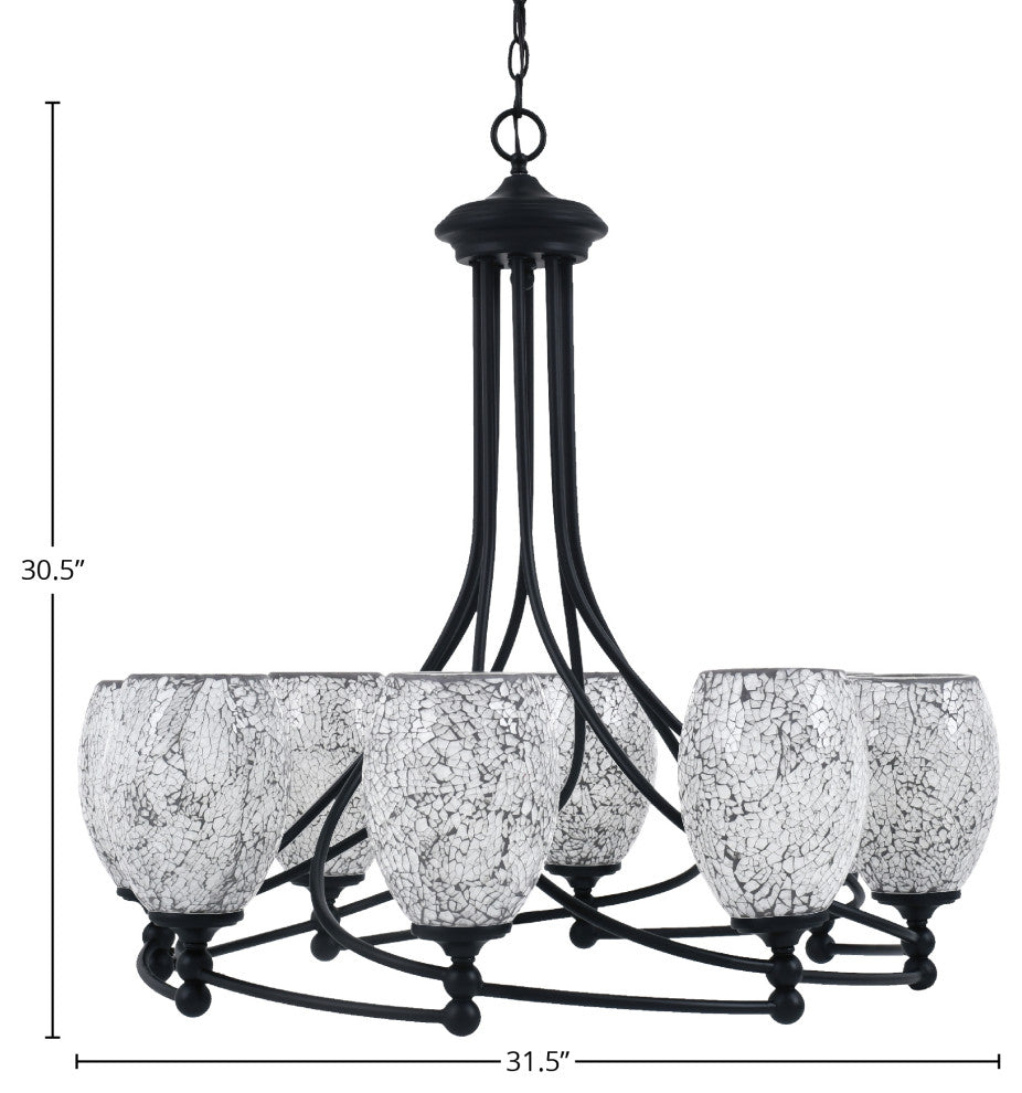 Capri 8-Light Chandelier, Matte Black/Black Fusion