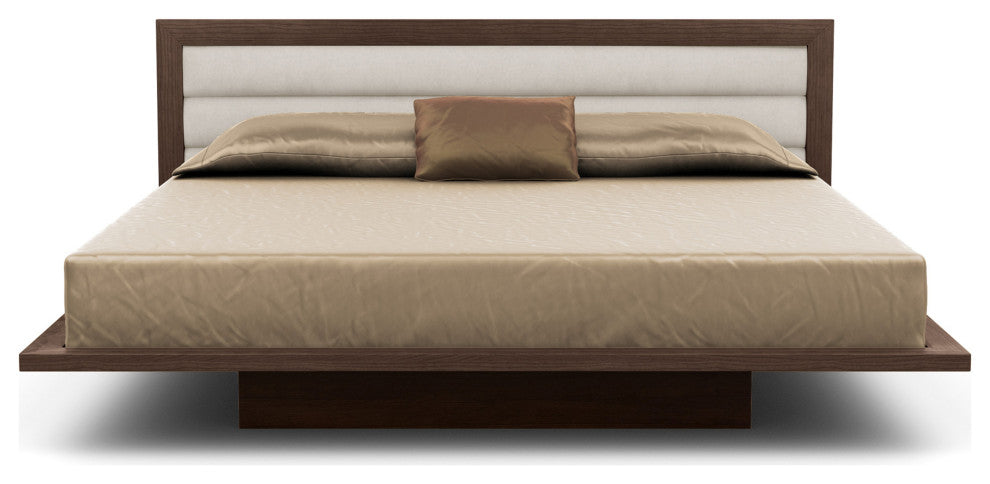 Copeland Moduluxe 35" King Bed With Upholstery, Smoke Cherry, Oyster