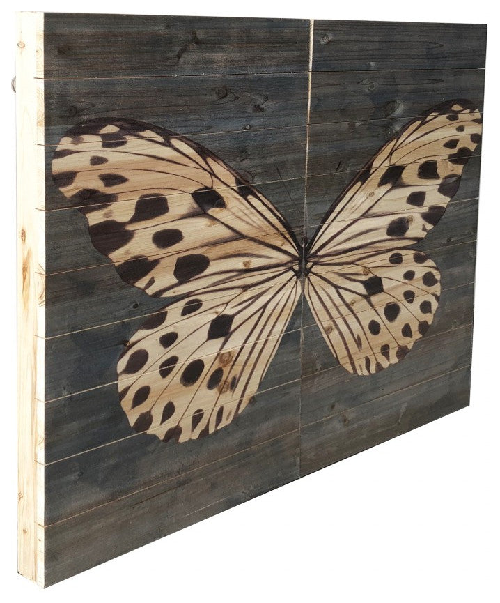 Two Piece Graceful Butterfly Wood Plank Wall Art