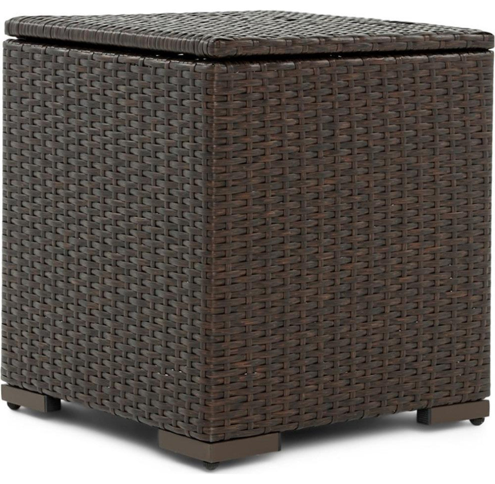 Serta Laguna Wicker Patio Storage Side Table in Brown