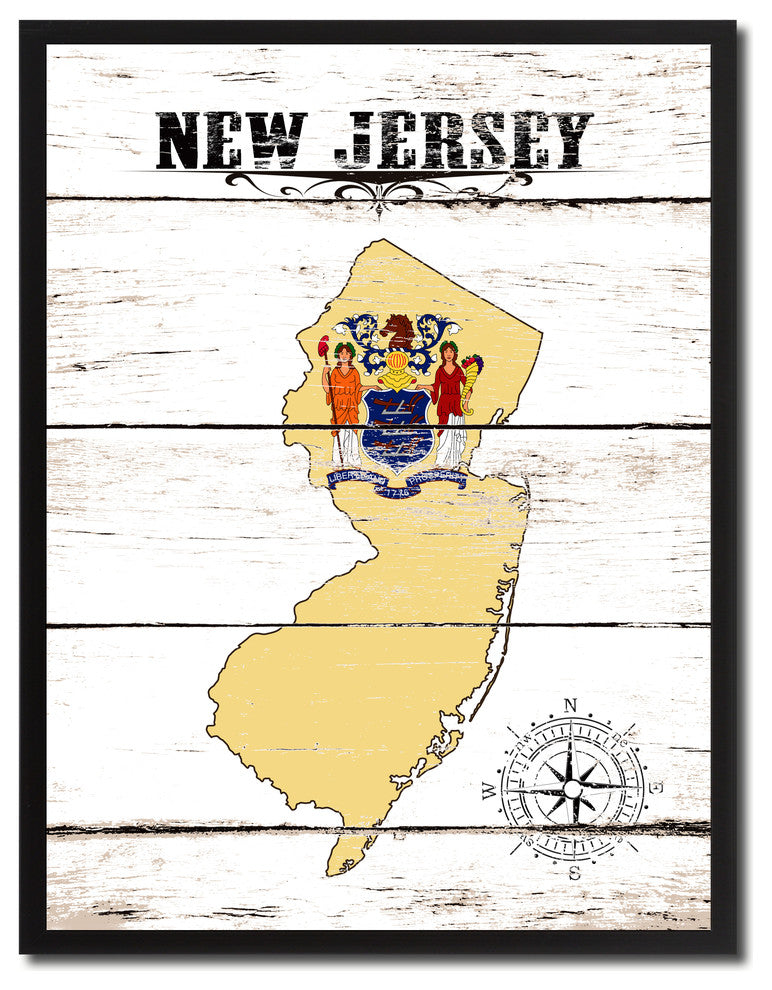 New Jersey State Flag Canvas, 22"x29"