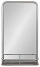 Estero Metal Framed Radius Rectangle Wall Mirror With Shelf, Silver 18x30