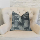 Argyle Square Black and White Handmade Luxury Pillow, 24"x24"