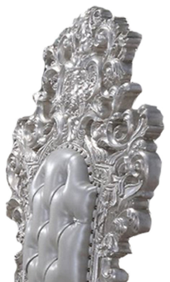 Benzara BM251245 S/2 Side Chair With Intricate Scroll Detailed Carvings, Gray