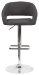 Contemporary Charcoal Fabric Adjustable Barstool With Chrome Base