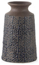 7" Brown and Blue Tribal Ceramic Vase