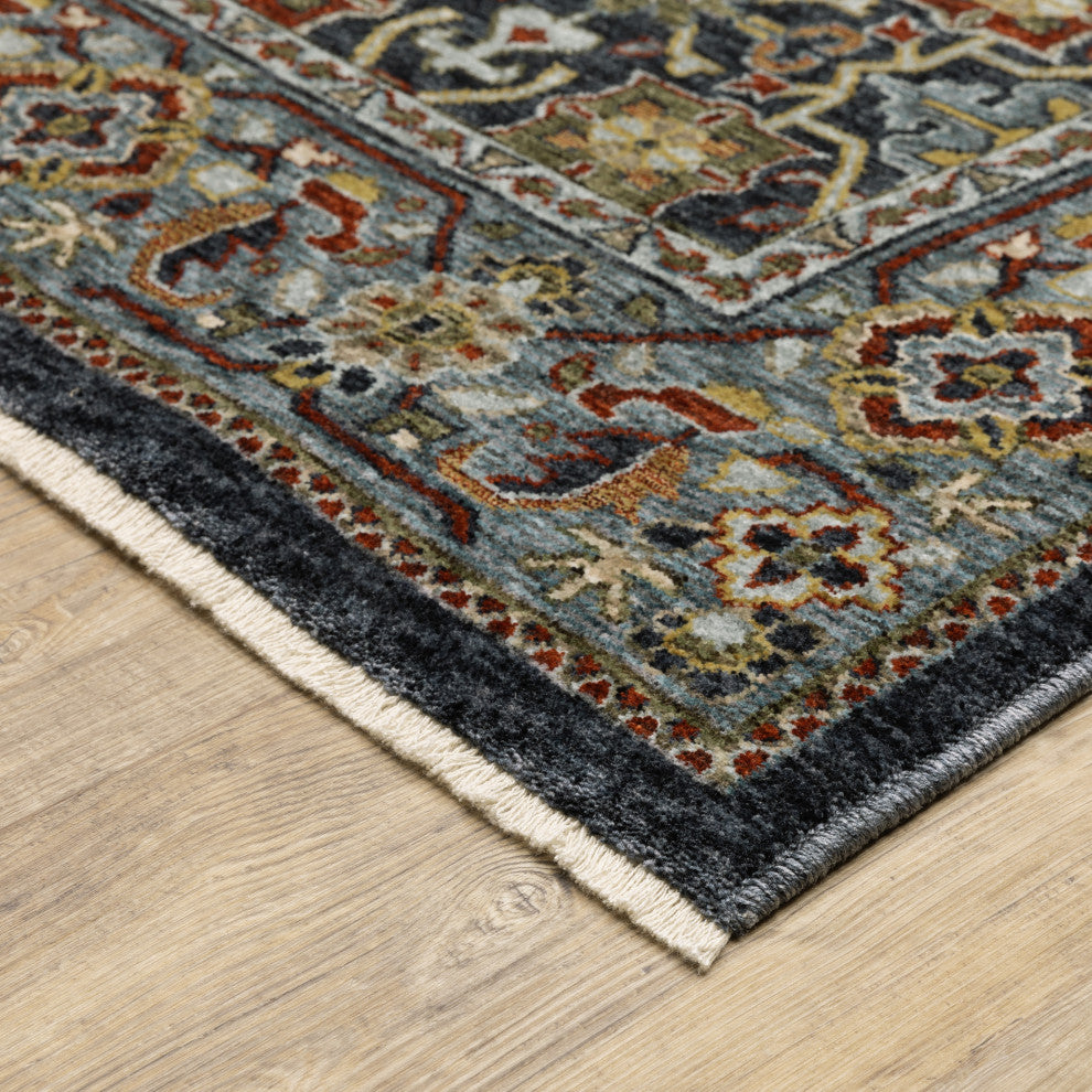 Augustus Persian Panel Blue/ Multi Indoor Area Rug, Blue, 5'3"x7'6"