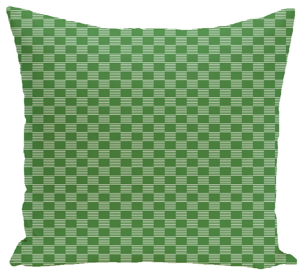 Read Between The Lines Geometric Print Outdoor Pillow, Leaf Green, 18"x18"