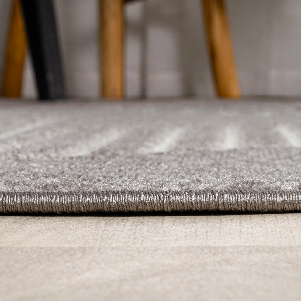 High-Low Arch Scandi Striped Gray/Cream 4 ft x 6 ft Indoor/Outdoor Area Rug
