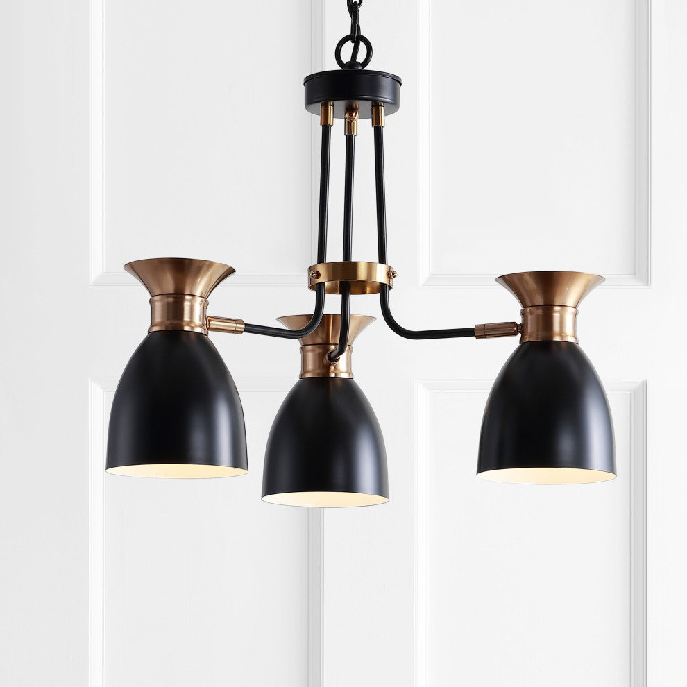 Edison Metal LED Pendant, Black, Brass Gold, Width: 20"