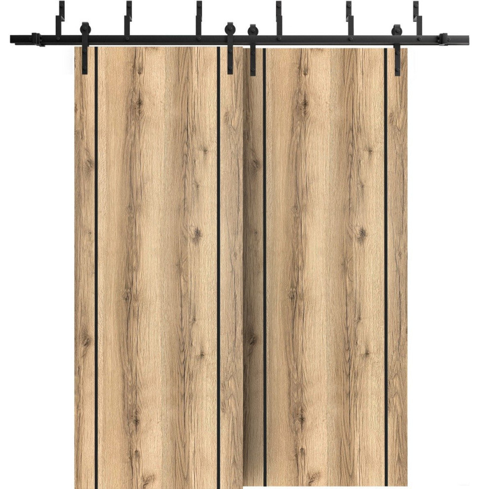 Barn Bypass Doors 84 x 84 | Planum 0017 Oak with  | Sturdy 8ft