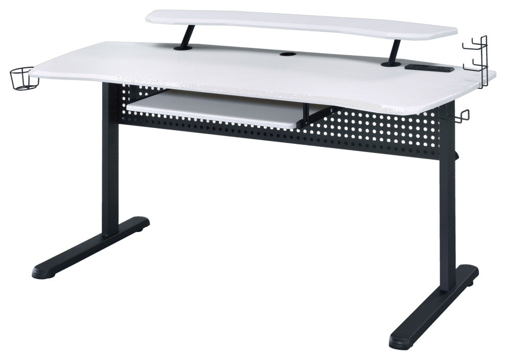 Acme Vildre Gaming Table With USB Port Black and White Finish