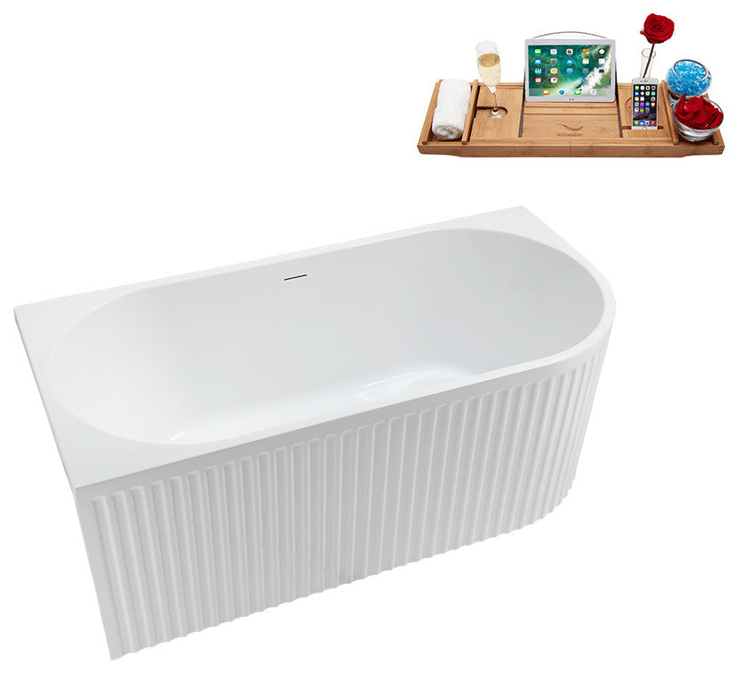 59" Streamline Bathtub and Tray With Drain, Polished Brass