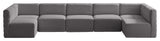 Quincy Velvet Upholstered 7-Piece U-Shaped Modular Sectional, Grey