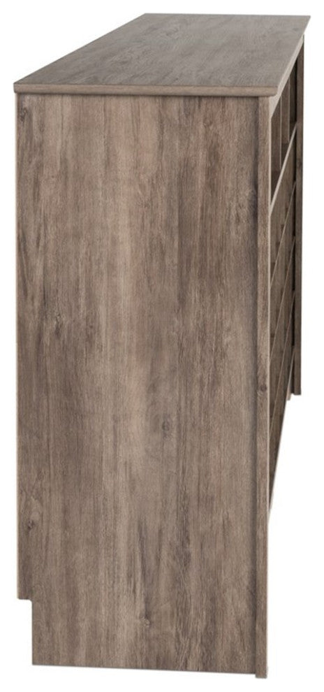 Pemberly Row Transitional 36 Cubby Wooden Shoe Cubby Console in Drifted Gray