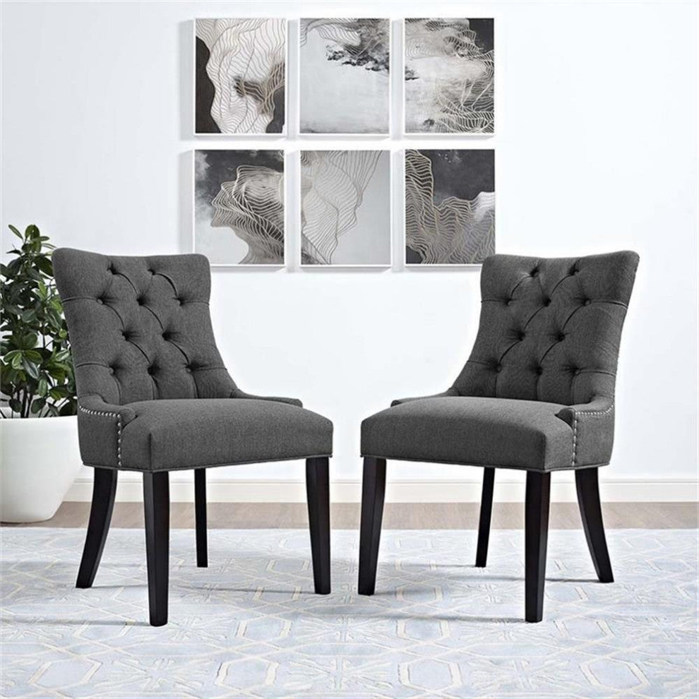 Gray Regent Dining Side Chair Fabric Set of 2