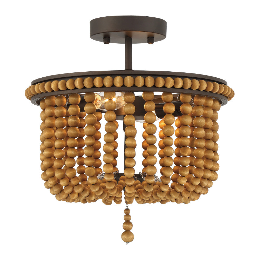 2 Light 12.6'' Unique/Statement Bowl Flush Mount, Oil Rubbed Bronze