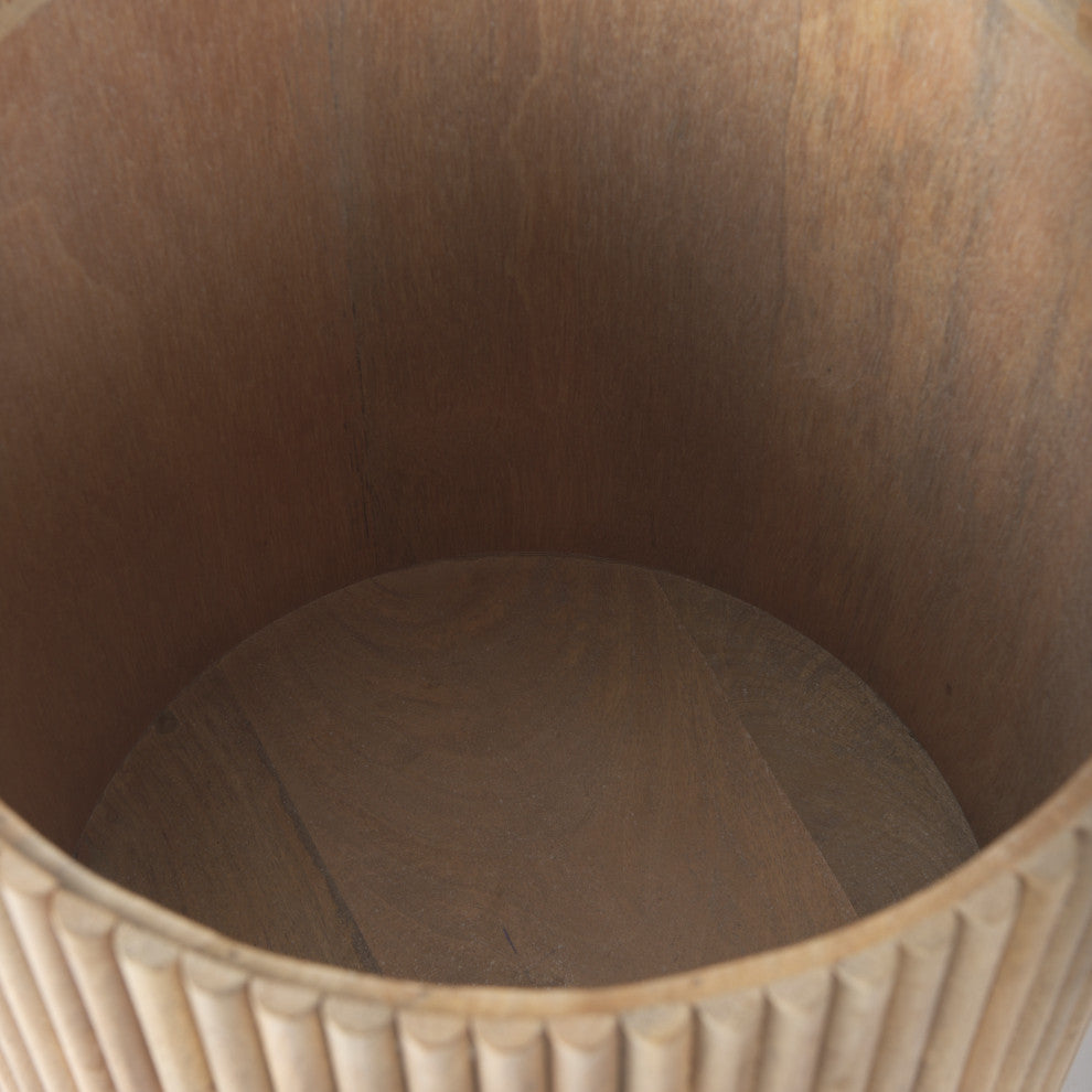 Terra 18Lx18Wx22H Light Brown Wood Fluted Round Side Table