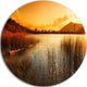 Calm Evening With Lake And Mountains, Landscape Disc Metal Artwork, 11"