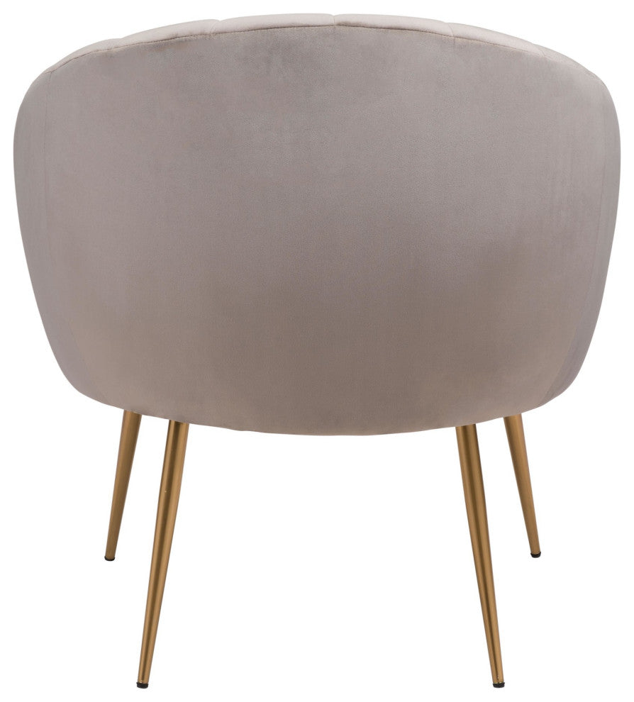 Accent Chair, Steel Metal, Fabric, Gray, Gold, Lounge Lobby Hospitality
