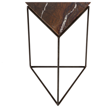 Addis 16.5 in. W Triangular Marble and Iron Pyramid Side Table