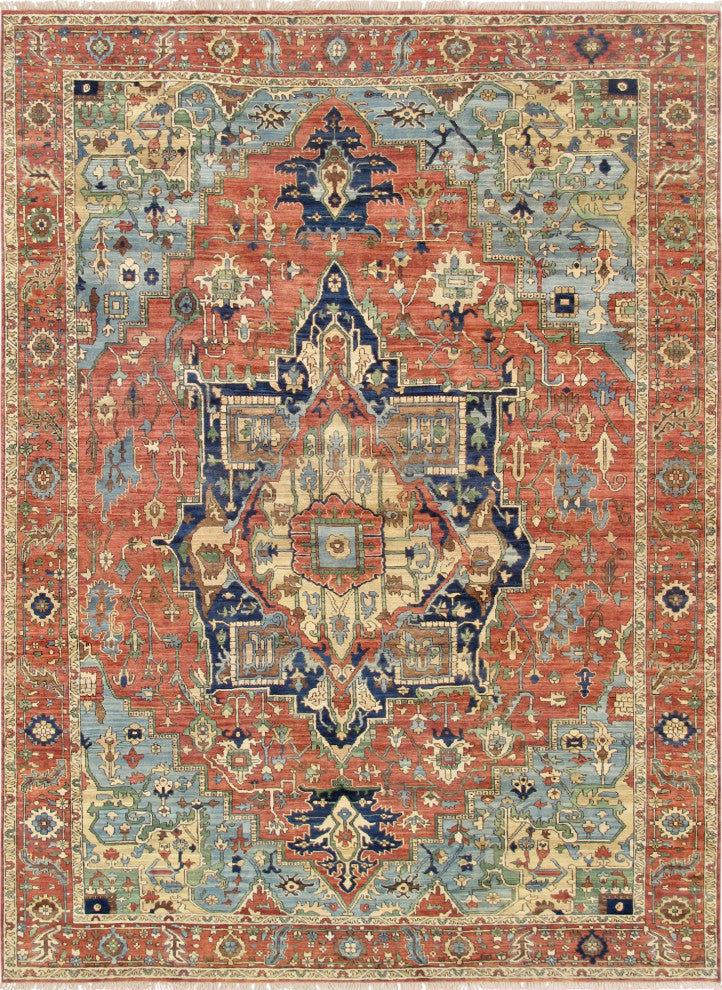Pasargad Home Serapi Collection Hand-Knotted Rust Wool Area Rug, 6'x9'1"