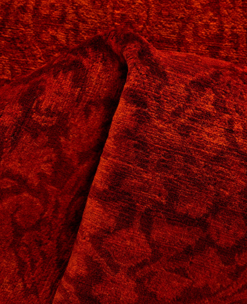 Overdyed One-of-a-Kind Hand-Knotted Area Rug Orange, 3' 0" x 7' 6"