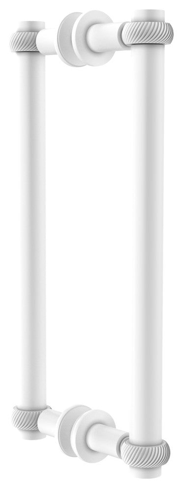Contemporary 12" Twisted Accent Back to Back Shower Door Pull, Matte White