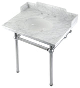 Kingston Brass LMS30MB1 30" Carrara Marble Console Sink, Legs