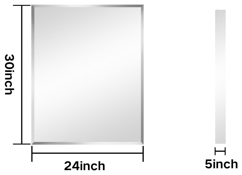 Aurora Recessed or Surface Mount Frameless Medicine Cabinet,24x30Inch