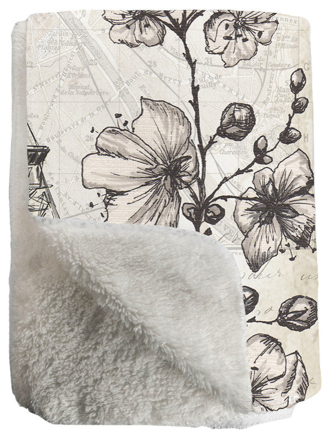 Laural Home Paris, Bloom Sherpa Throw Blanket