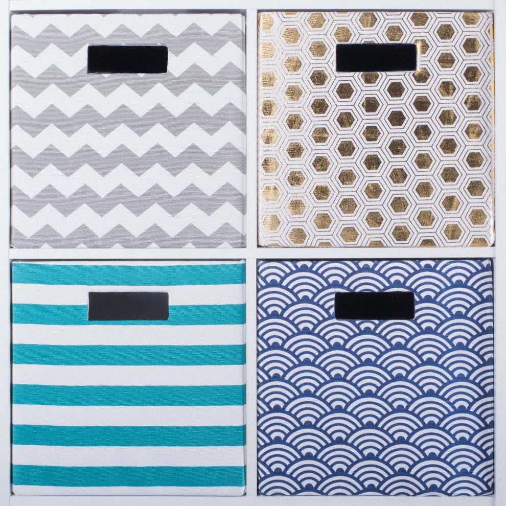 Polyester Cube Waves Nautical Blue Square 13"x13"x13"
