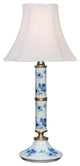 Blue and White Bamboo Style Floral Lamp, 17"
