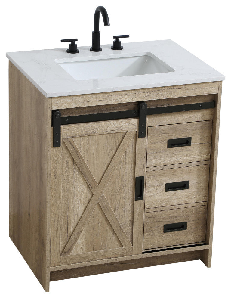 Home Living 30" Single Bathroom Vanity, Natural Oak