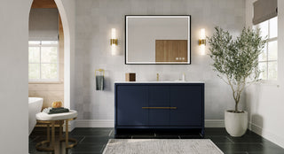 The Esconde Bathroom Vanity, Single Sink, 60", Blue, Freestanding