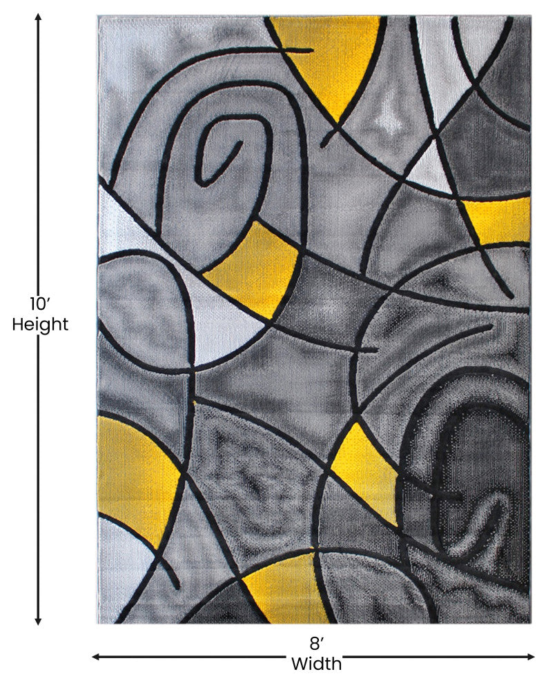 Jubilee Collection Modern Abstract Pattern Area Rug, Yellow, 8' X 10'