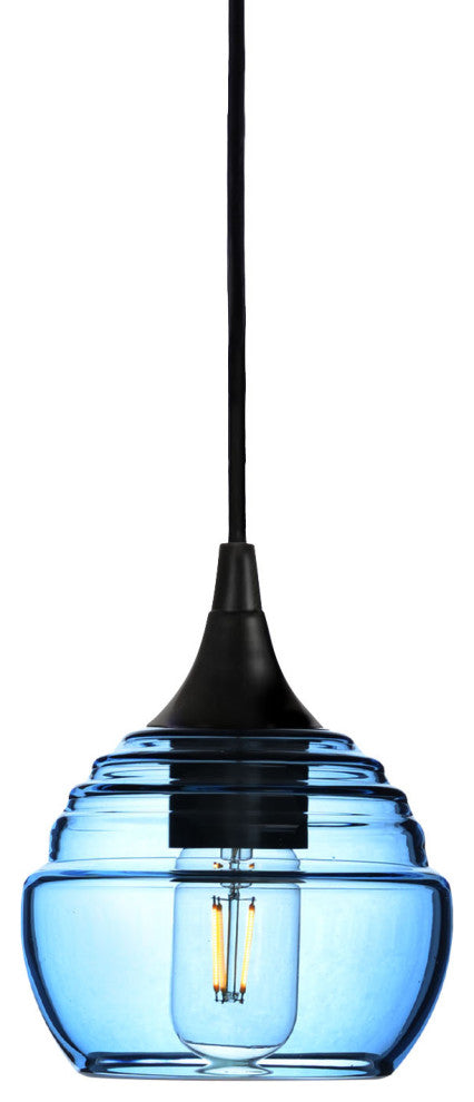301 Lucent: Single Pendant Light, Steel Blue, Matte Black, 4 Watt