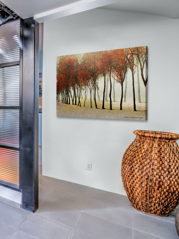 "Row of Trees Red" Painting Print on Canvas by Chris Vest
