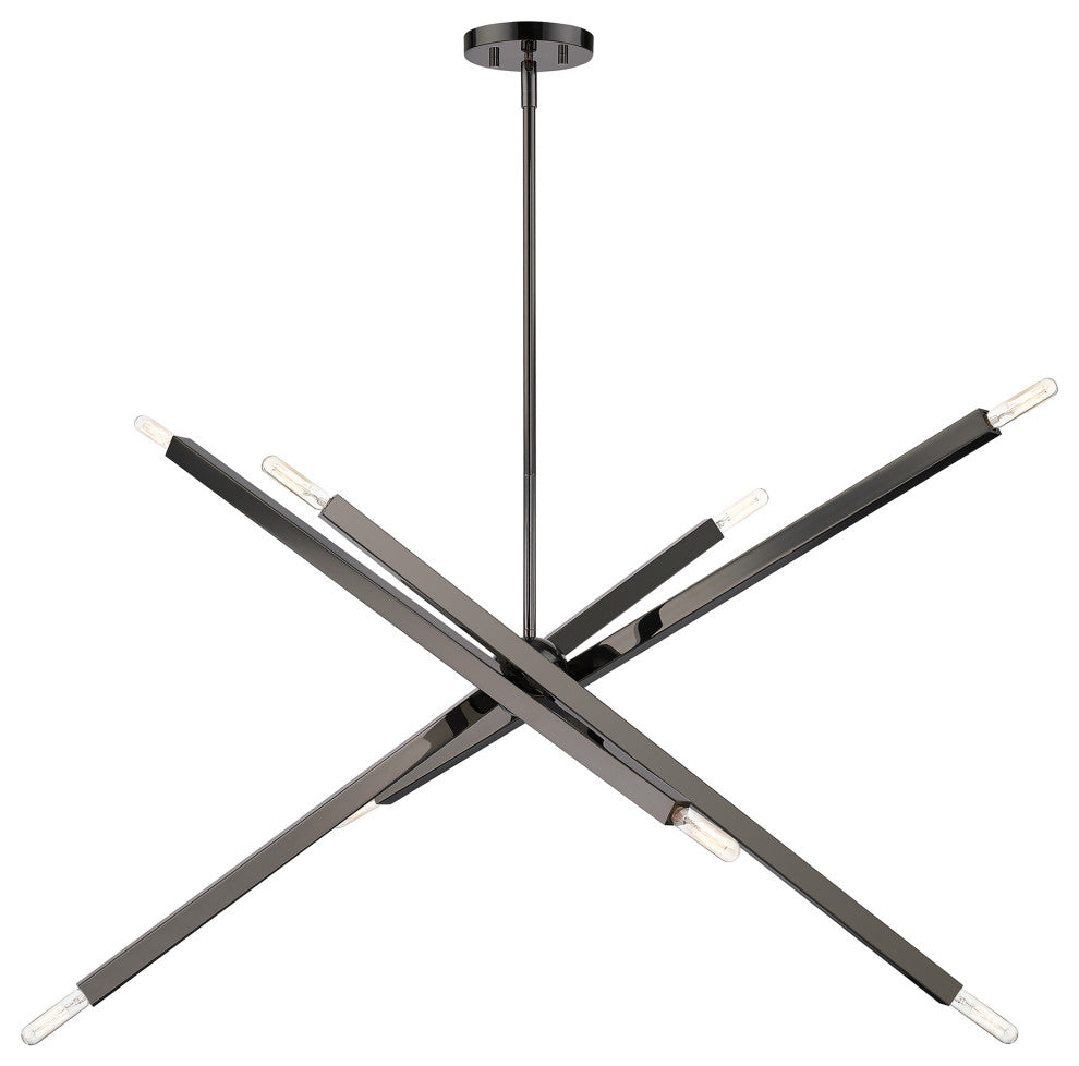Livex Lighting Monaco 8-Light Black Chrome Large Linear Chandelier