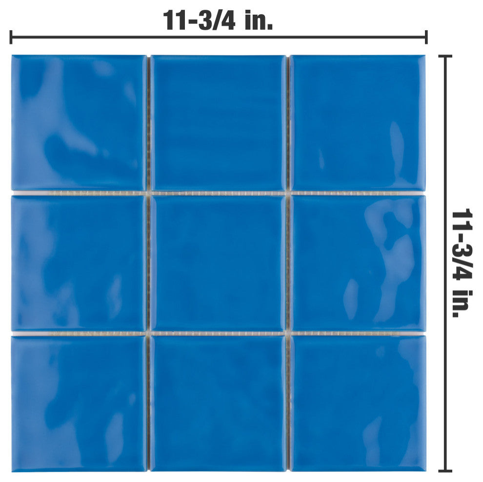 Twist Square Ceramic Mosaic Tile, Blue Sky