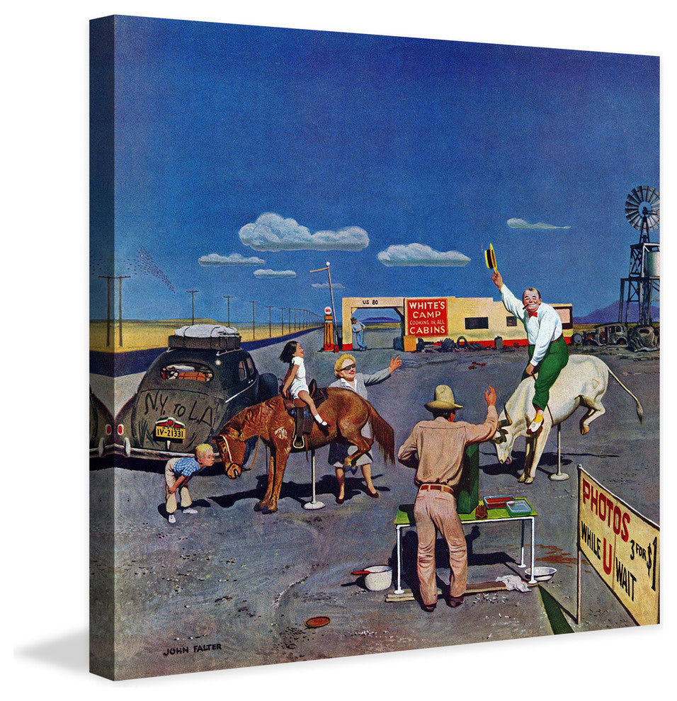 "Photos on Fake Broncos" Painting Print on Canvas by John Falter