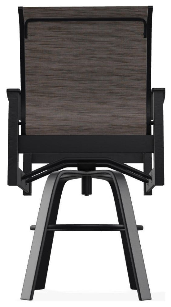 Leeward Sling Bar Height Outdoor Swivel Armchair, James/Black